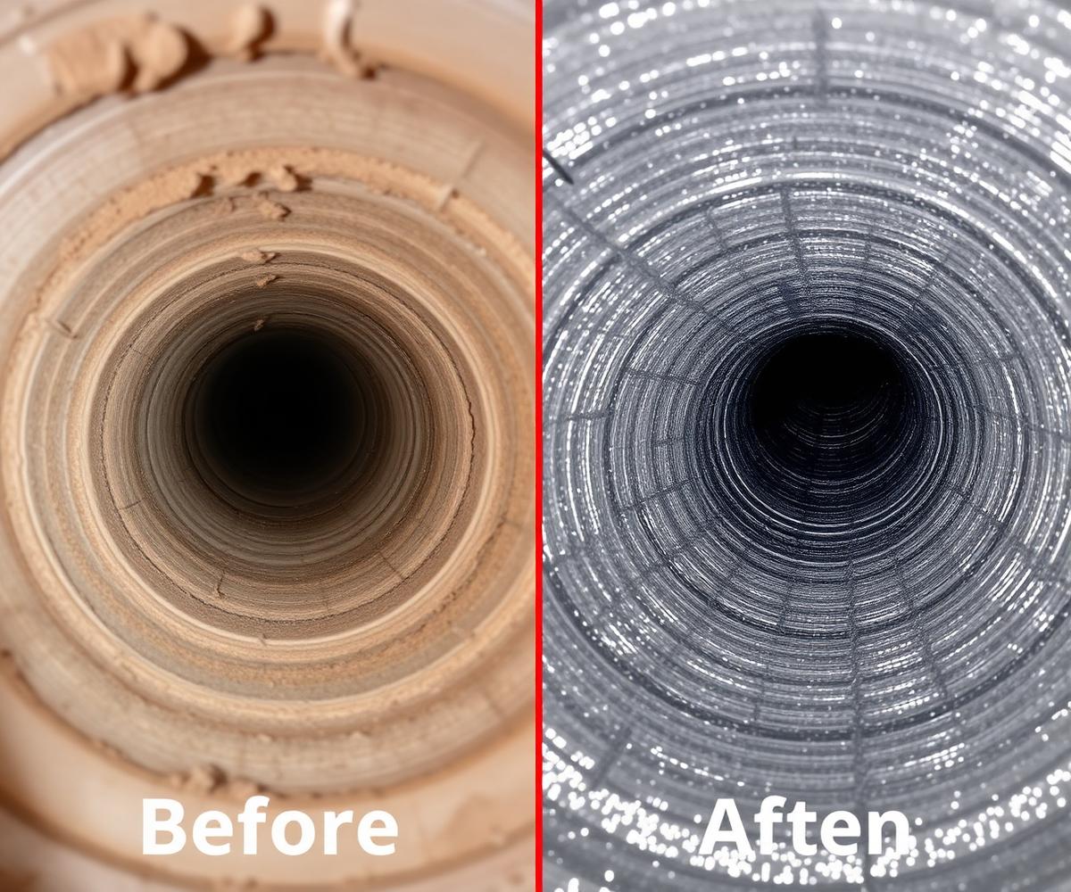 Before and after air duct cleaning comparison